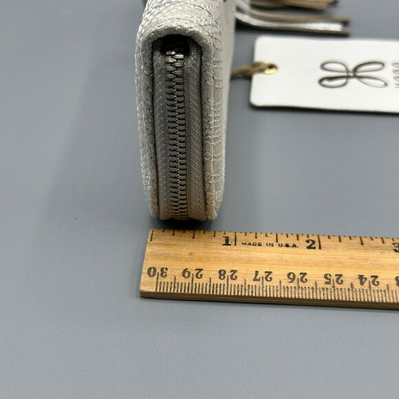 HOBO Nila Small Leather Zip Around Wallet Card Case Silver Zebra NV-22658SILV - Picture 15 of 16